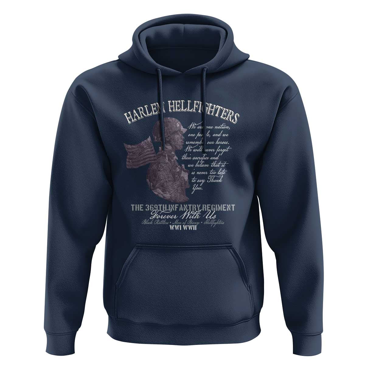 Harlem Hellfighters Tribute Hoodie 369th Infantry Regiment Military Soldiers Vintage - Wonder Print Shop