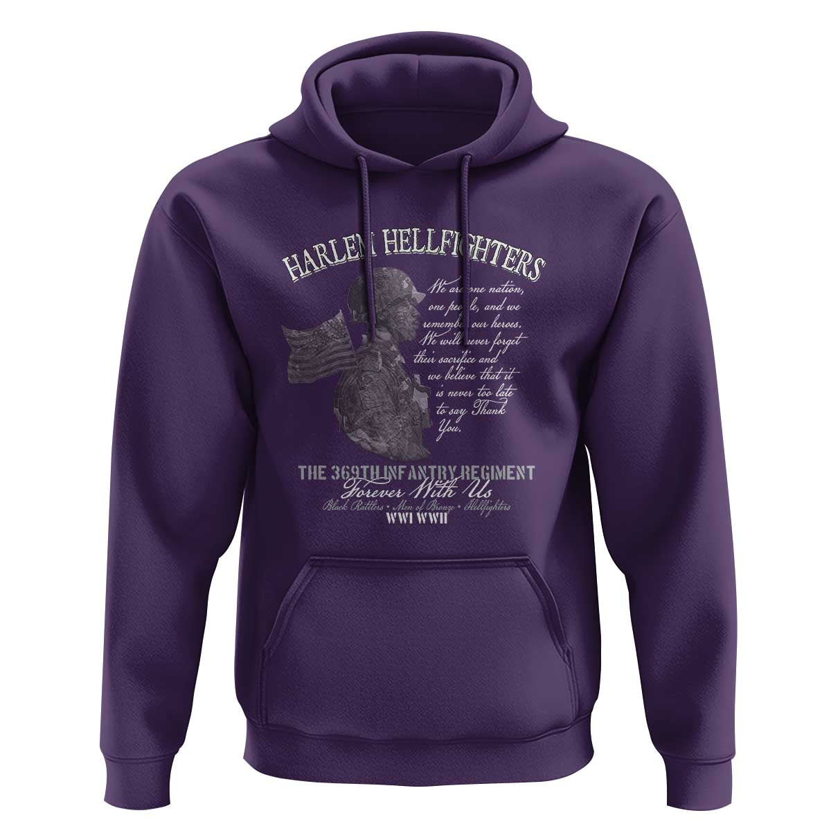 Harlem Hellfighters Tribute Hoodie 369th Infantry Regiment Military Soldiers Vintage - Wonder Print Shop