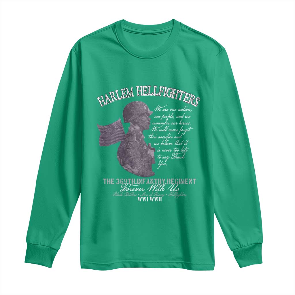 Harlem Hellfighters Tribute Long Sleeve Shirt 369th Infantry Regiment Military Soldiers Vintage - Wonder Print Shop