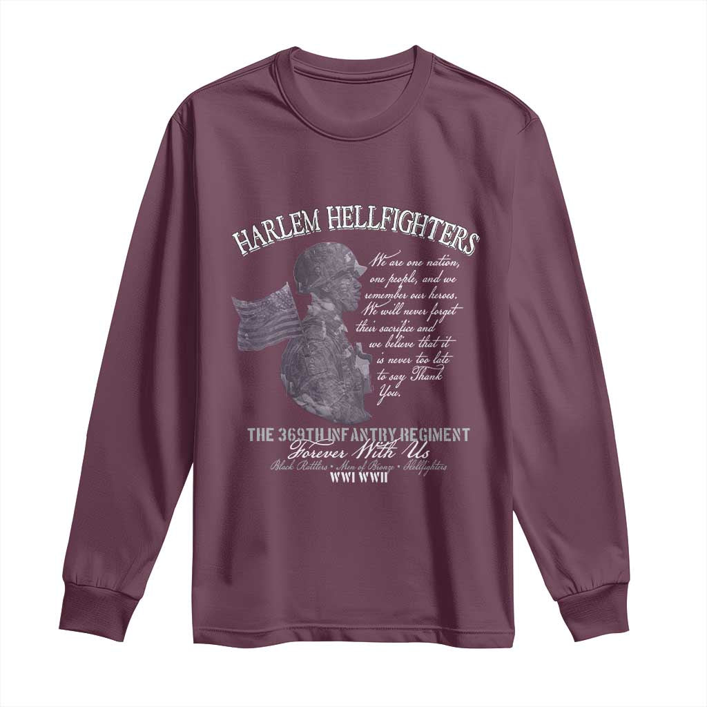 Harlem Hellfighters Tribute Long Sleeve Shirt 369th Infantry Regiment Military Soldiers Vintage - Wonder Print Shop
