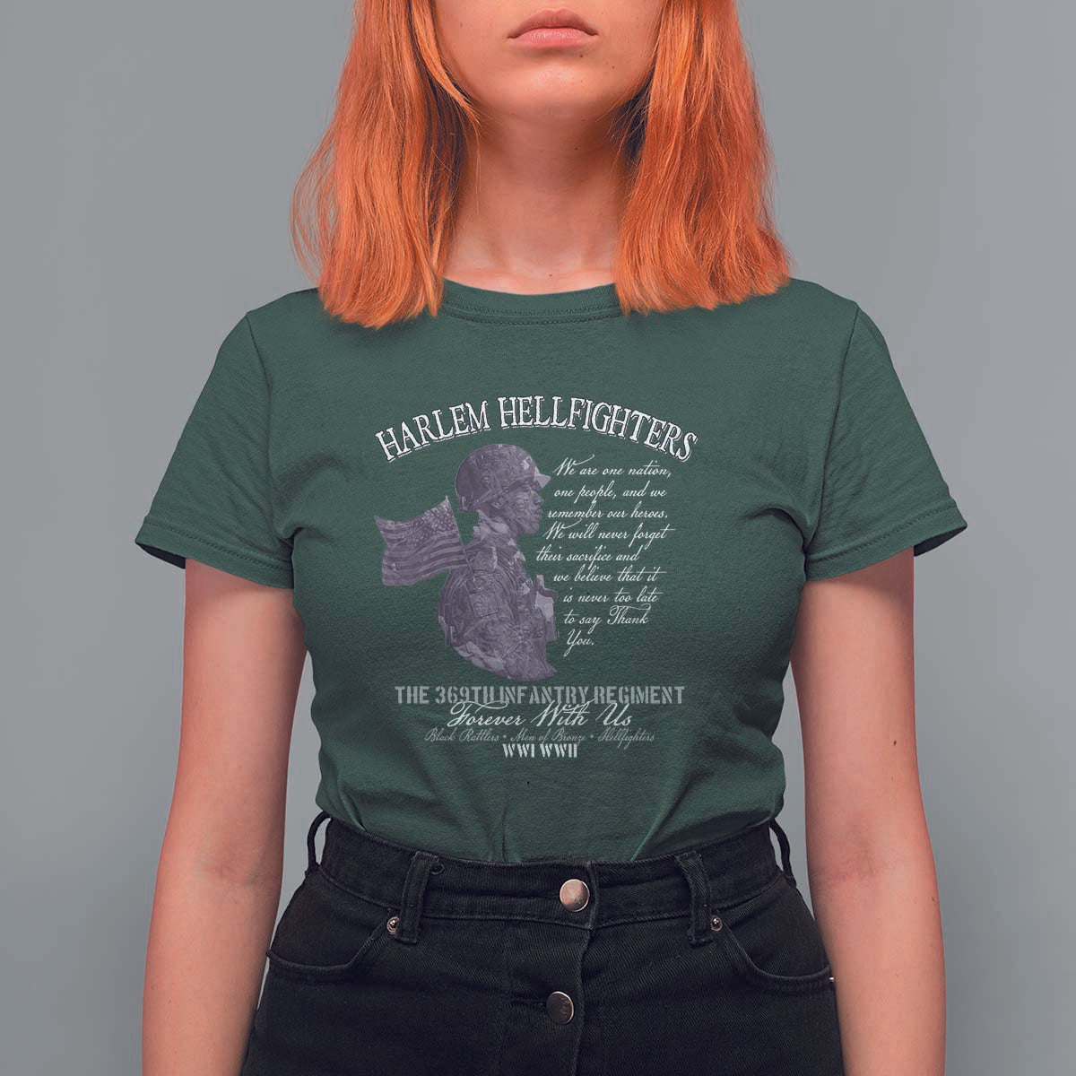 Harlem Hellfighters Tribute T Shirt For Women 369th Infantry Regiment Military Soldiers Vintage - Wonder Print Shop