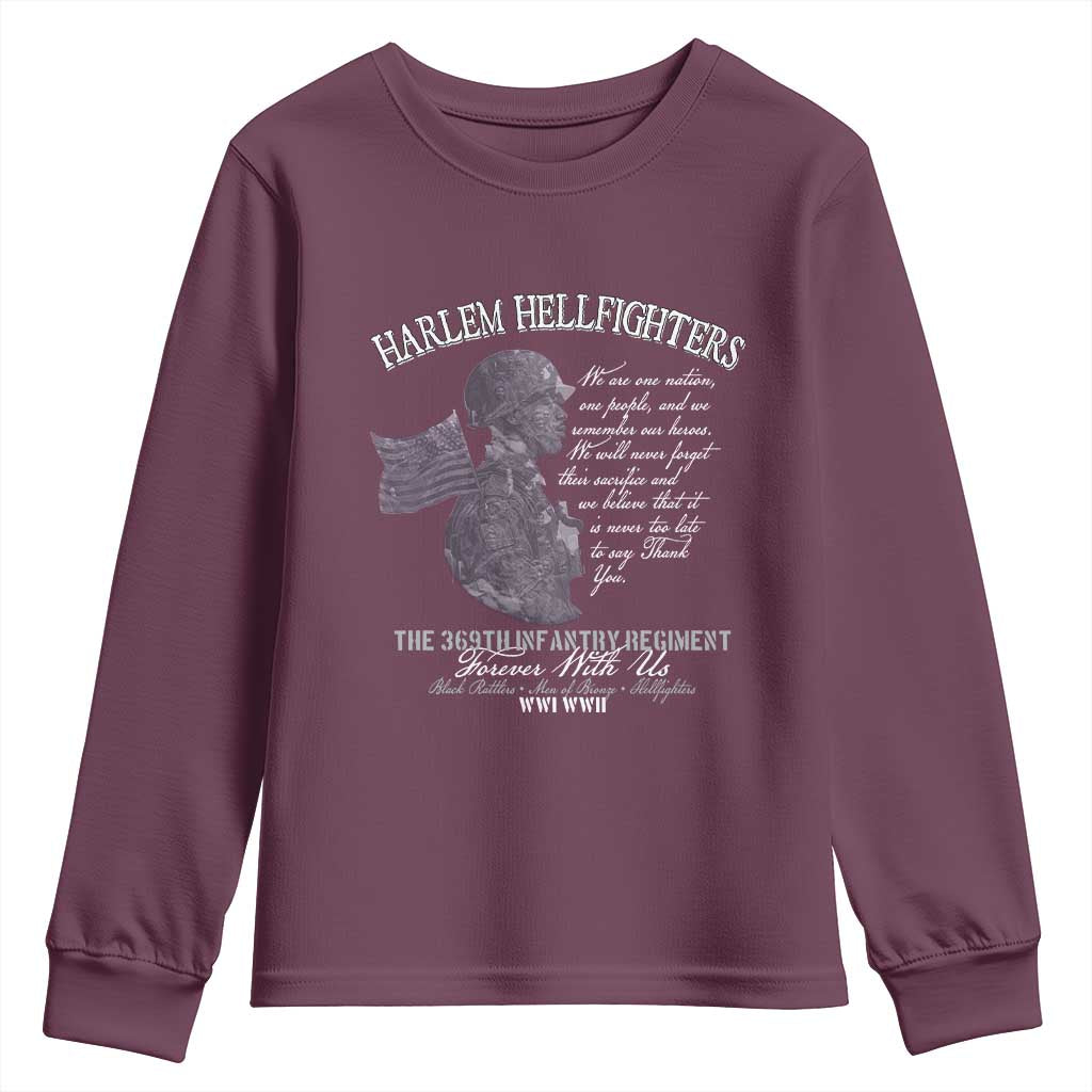 Harlem Hellfighters Tribute Youth Sweatshirt 369th Infantry Regiment Military Soldiers Vintage - Wonder Print Shop