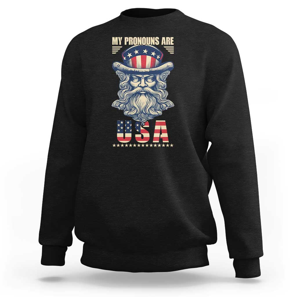 Uncle Sam Sweatshirt My Pronouns Are USA - Wonder Print Shop