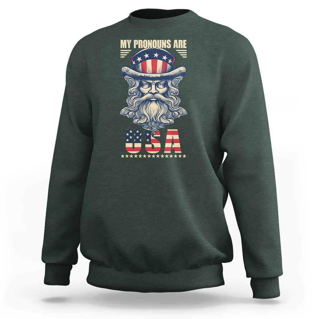 Uncle Sam Sweatshirt My Pronouns Are USA - Wonder Print Shop