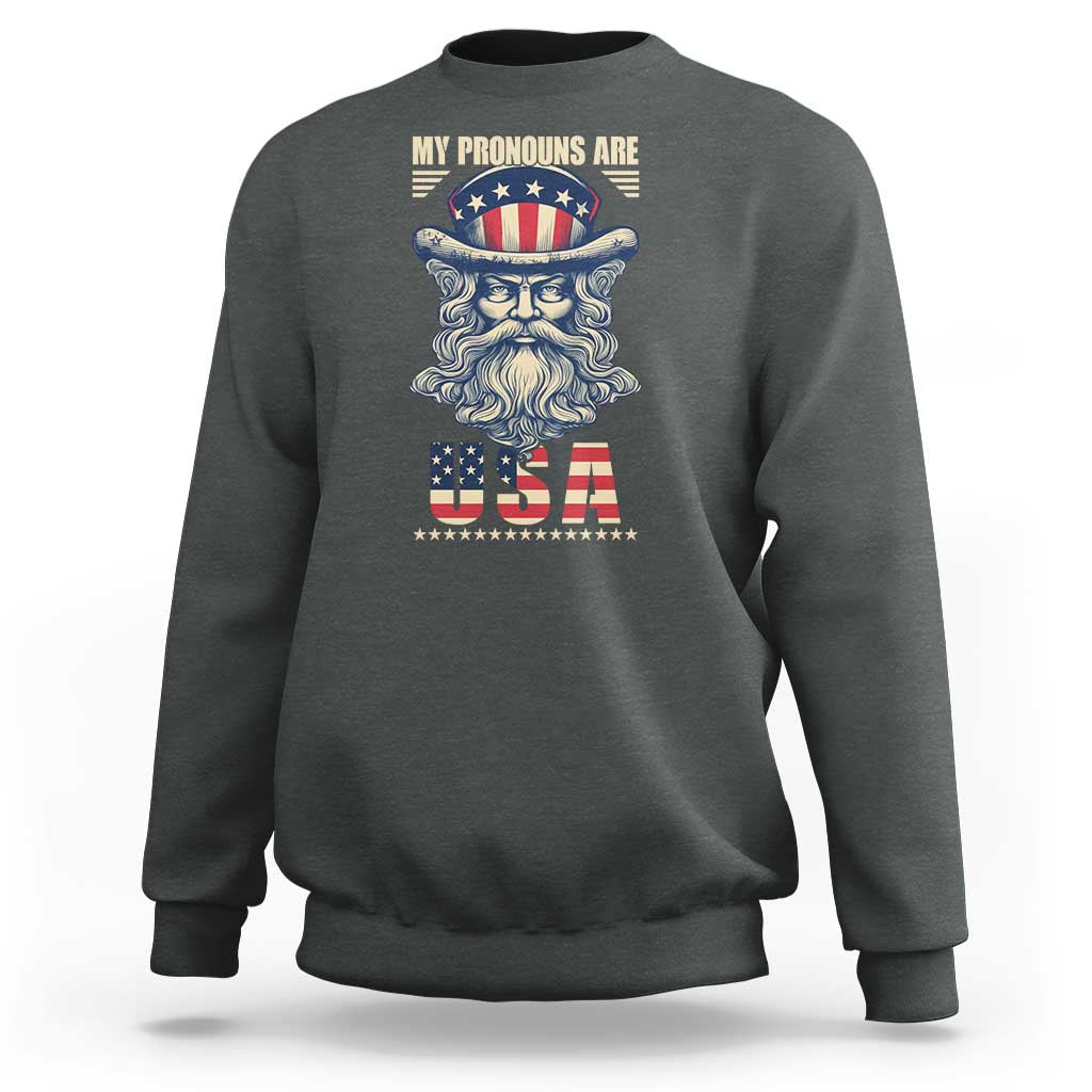 Uncle Sam Sweatshirt My Pronouns Are USA - Wonder Print Shop