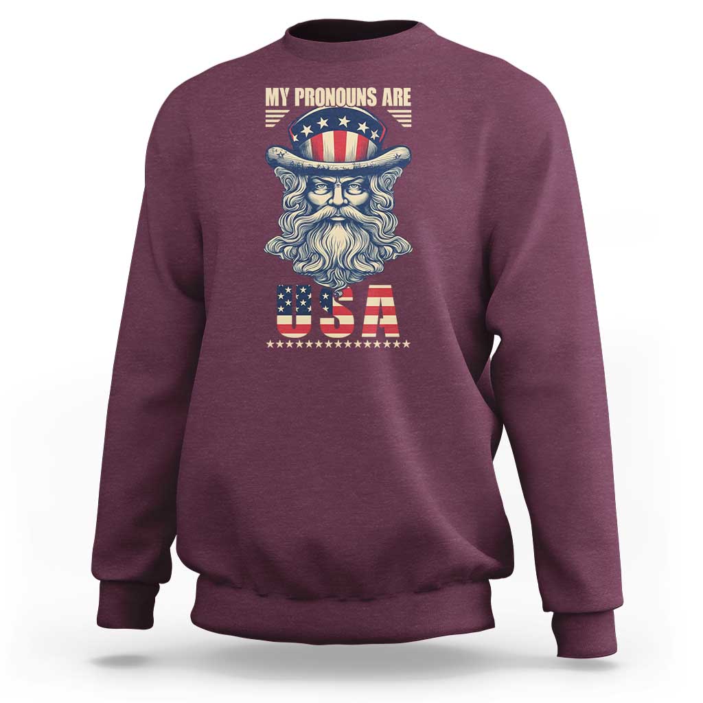 Uncle Sam Sweatshirt My Pronouns Are USA - Wonder Print Shop