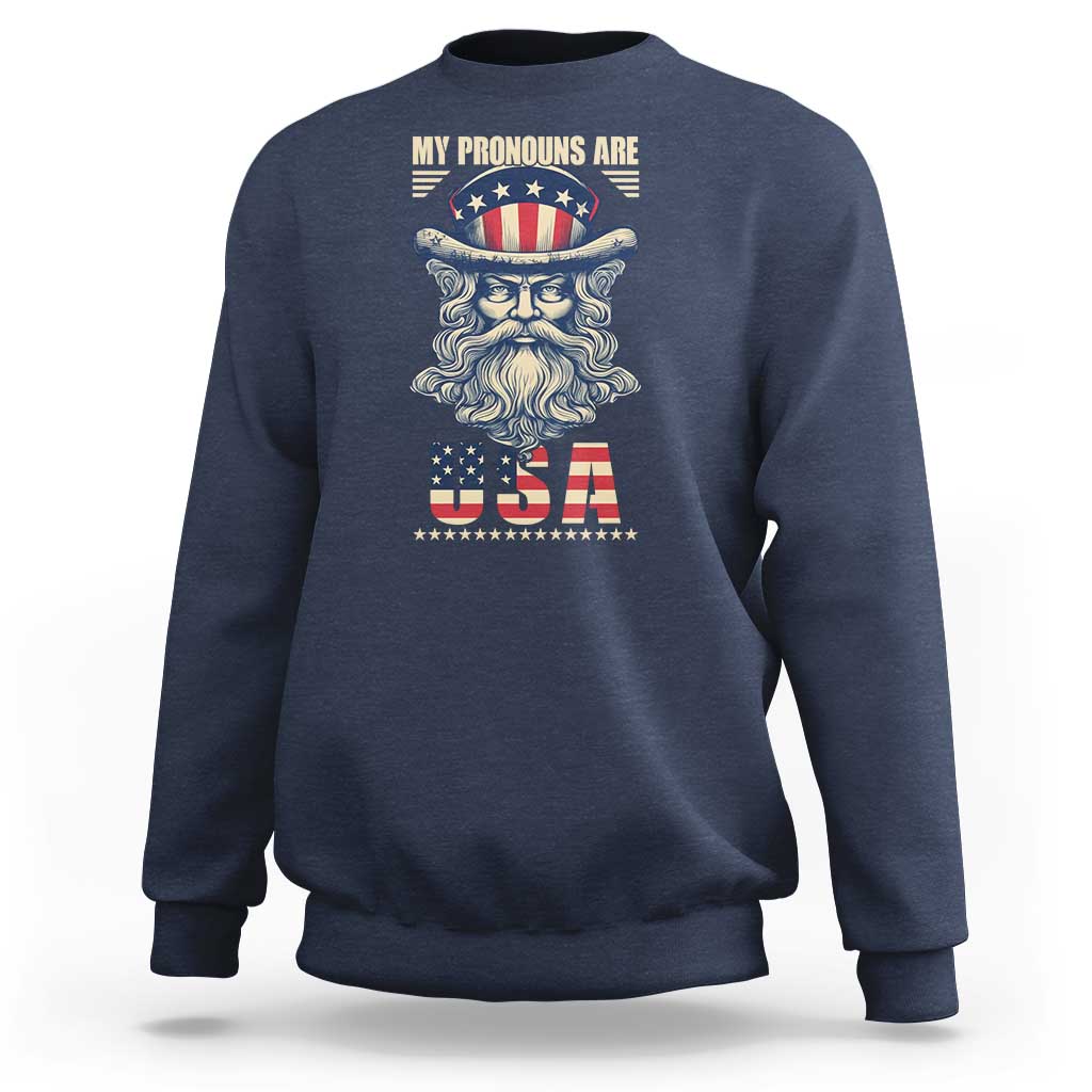 Uncle Sam Sweatshirt My Pronouns Are USA - Wonder Print Shop