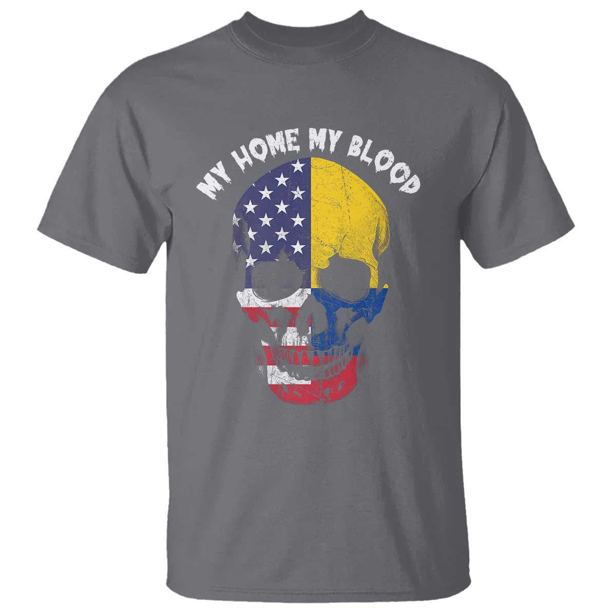 Colombian American Skull T Shirt My Home My Blood Flags - Wonder Print Shop