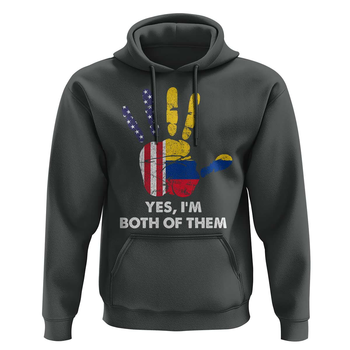 Colombian American Hoodie Yes I'm Both Of Them Flags Hand - Wonder Print Shop
