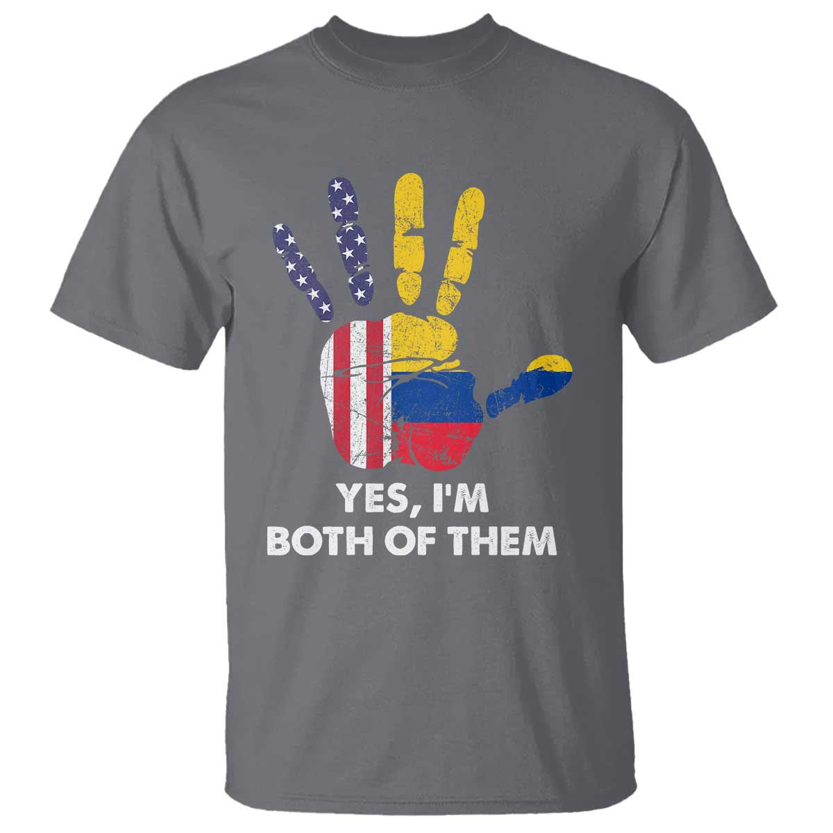 Colombian American T Shirt Yes I'm Both Of Them Flags Hand - Wonder Print Shop