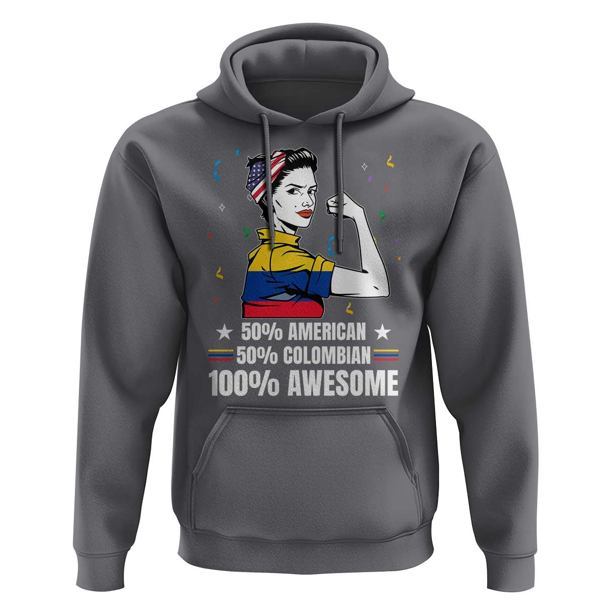 Colombian American Hoodie 50% American 50% Colombian 100% Awesome Messy Bun - Wonder Print Shop