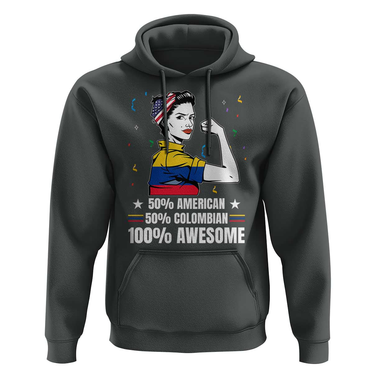 Colombian American Hoodie 50% American 50% Colombian 100% Awesome Messy Bun - Wonder Print Shop