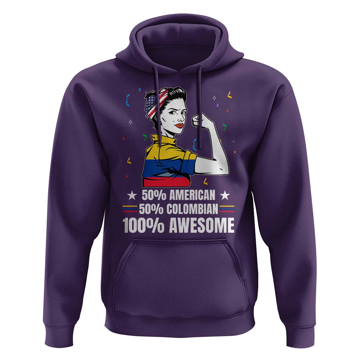 Colombian American Hoodie 50% American 50% Colombian 100% Awesome Messy Bun - Wonder Print Shop