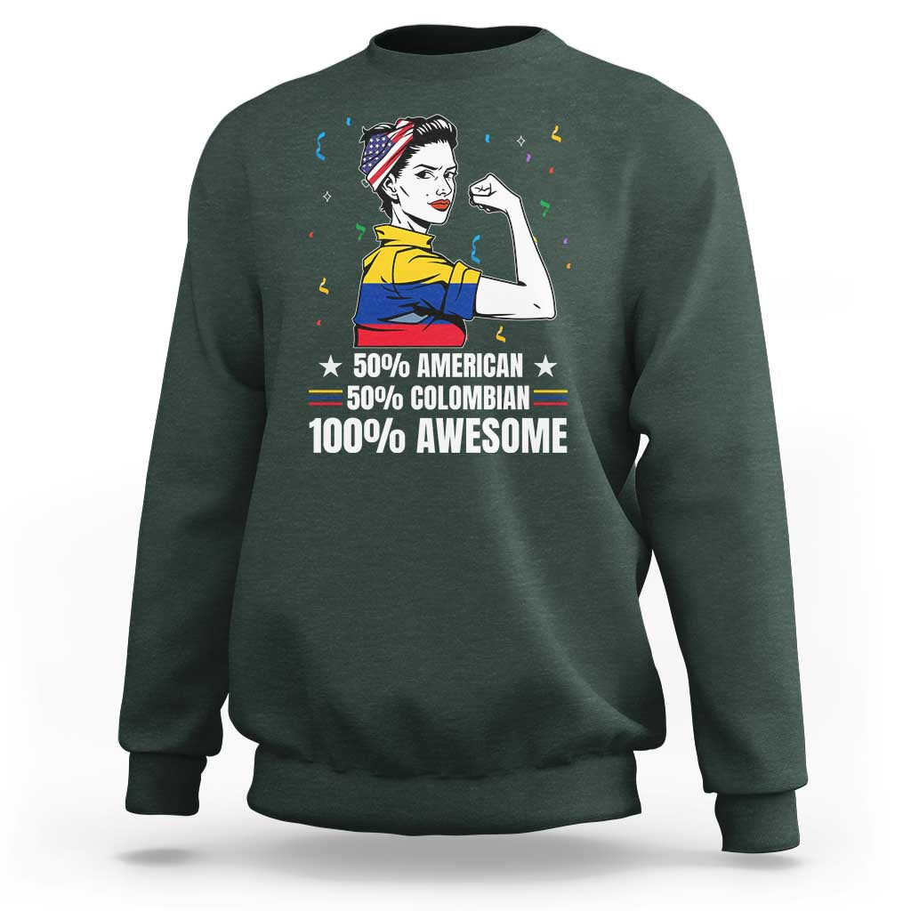 Colombian American Sweatshirt 50% American 50% Colombian 100% Awesome Messy Bun - Wonder Print Shop