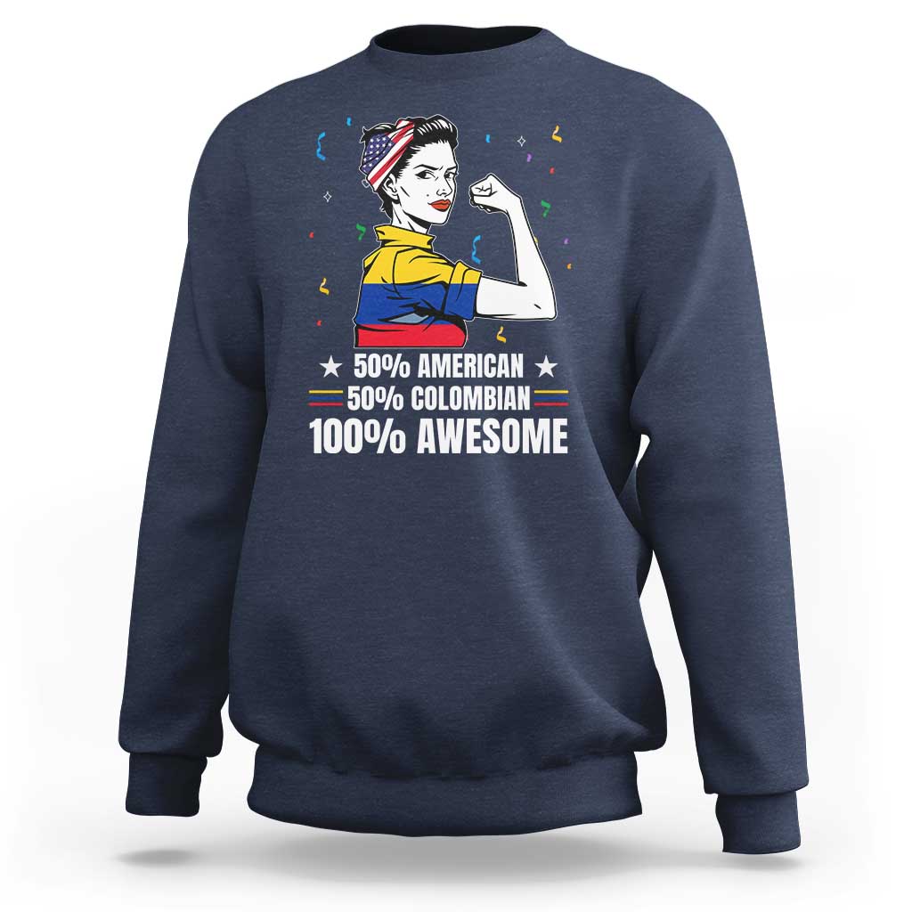 Colombian American Sweatshirt 50% American 50% Colombian 100% Awesome Messy Bun - Wonder Print Shop