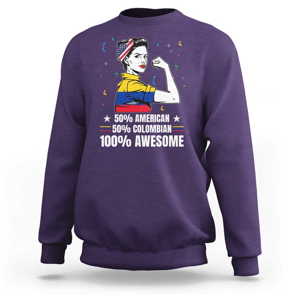 Colombian American Sweatshirt 50% American 50% Colombian 100% Awesome Messy Bun - Wonder Print Shop
