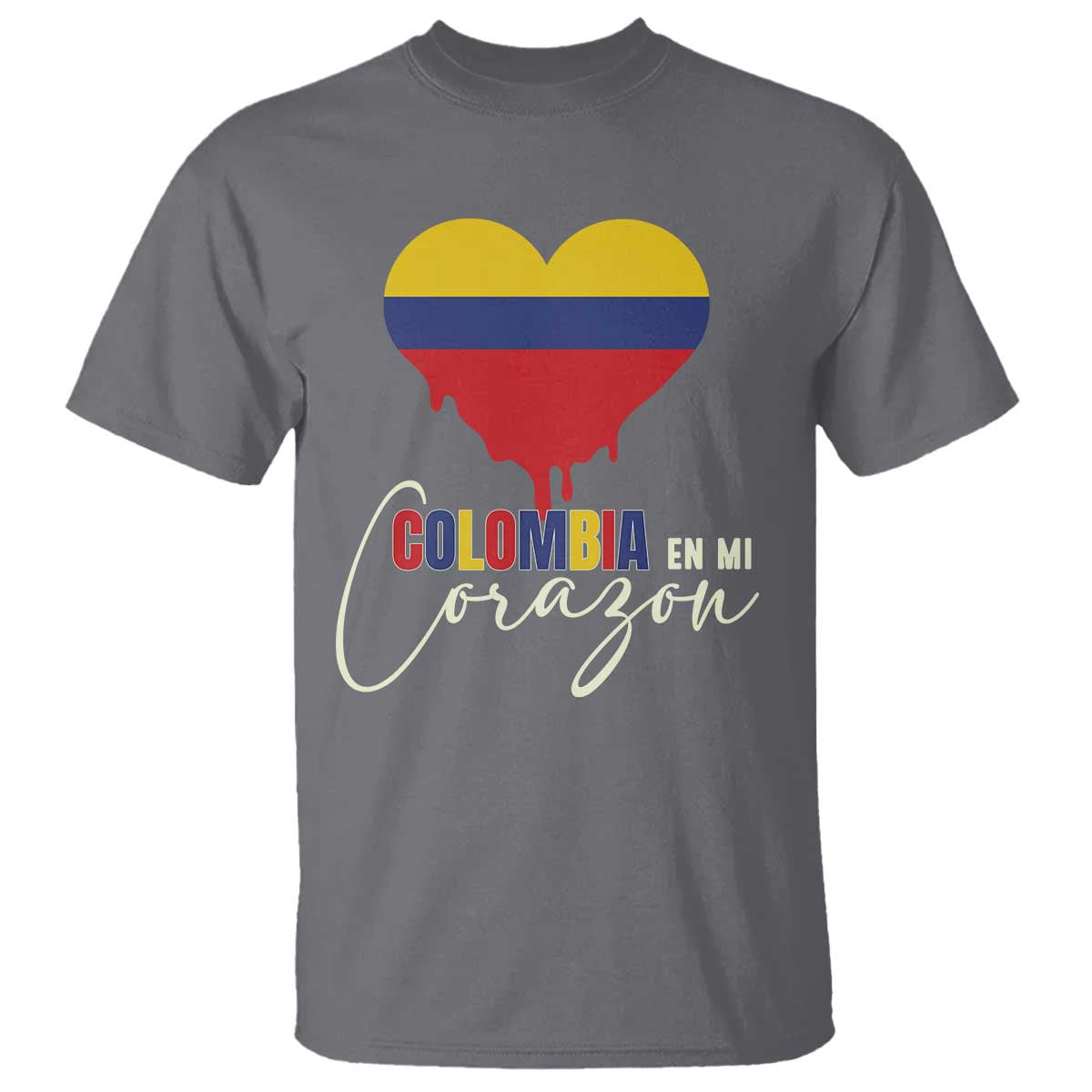 Colombia Pride T Shirt En Mi Coragon Colombian Flag Heart - Wonder Print Shop