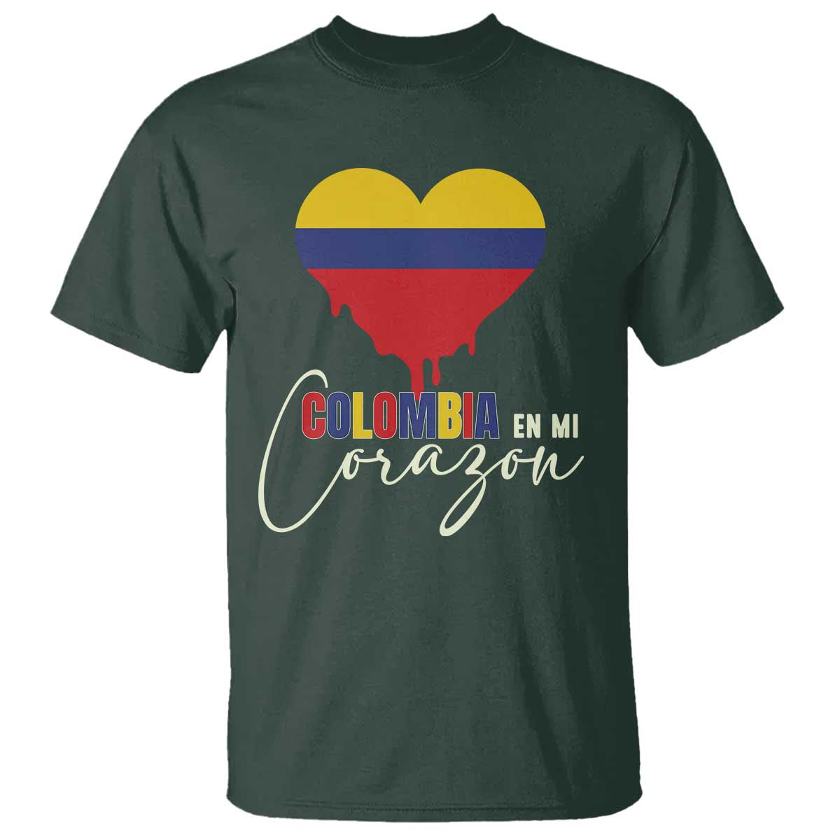 Colombia Pride T Shirt En Mi Coragon Colombian Flag Heart - Wonder Print Shop