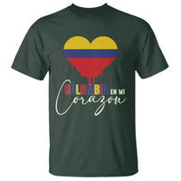 Colombia Pride T Shirt En Mi Coragon Colombian Flag Heart - Wonder Print Shop