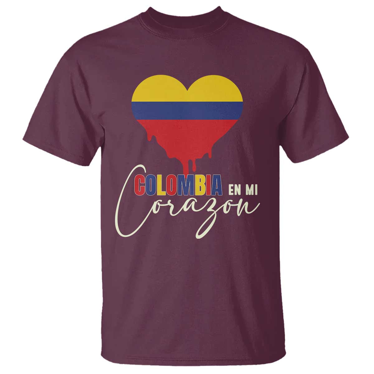 Colombia Pride T Shirt En Mi Coragon Colombian Flag Heart - Wonder Print Shop