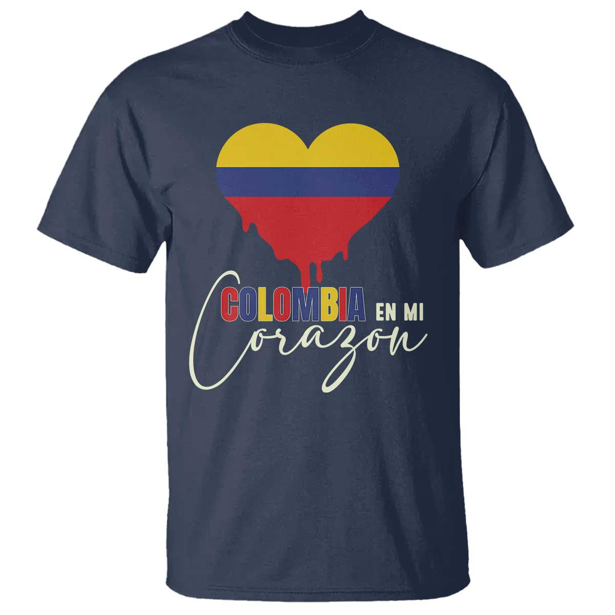 Colombia Pride T Shirt En Mi Coragon Colombian Flag Heart - Wonder Print Shop