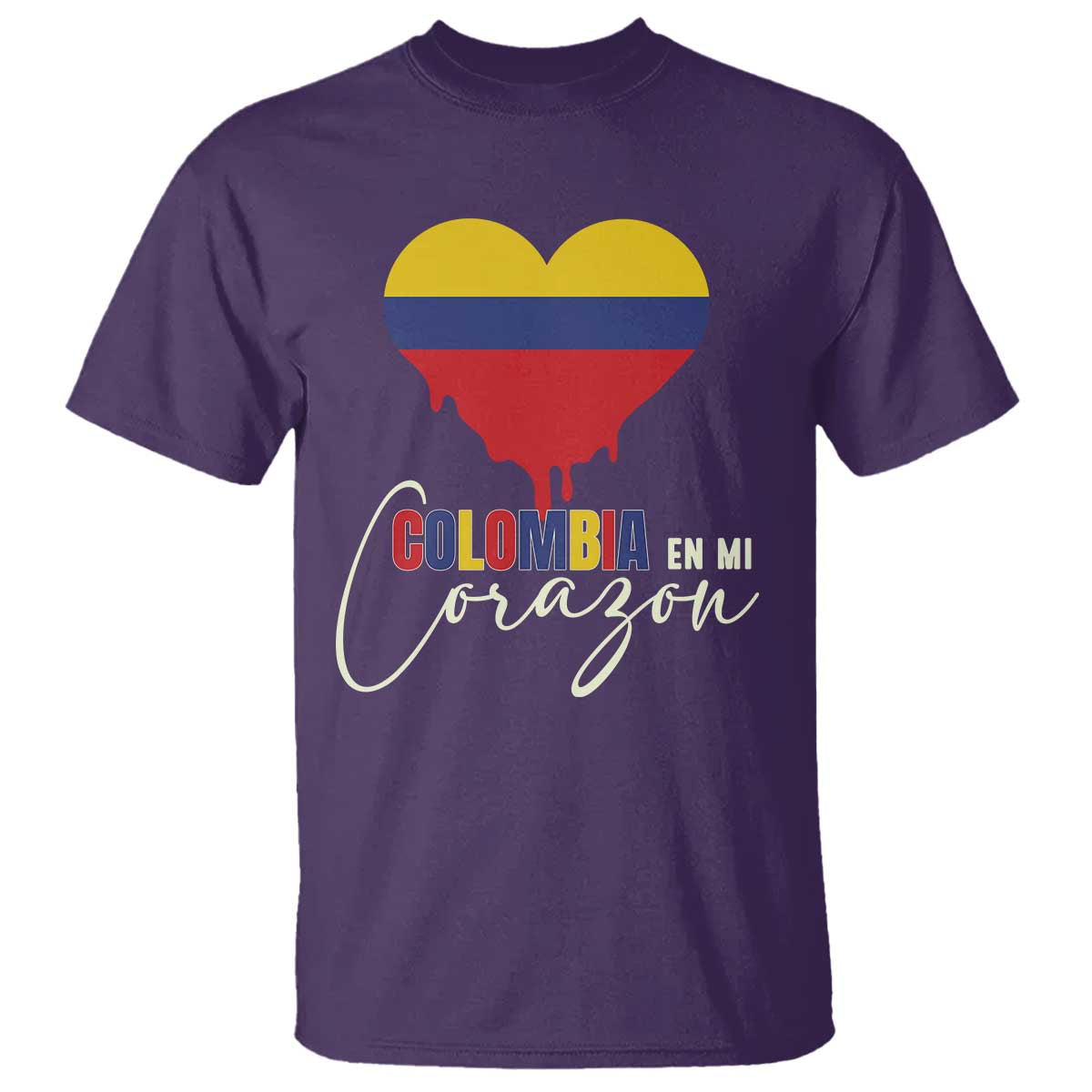 Colombia Pride T Shirt En Mi Coragon Colombian Flag Heart - Wonder Print Shop