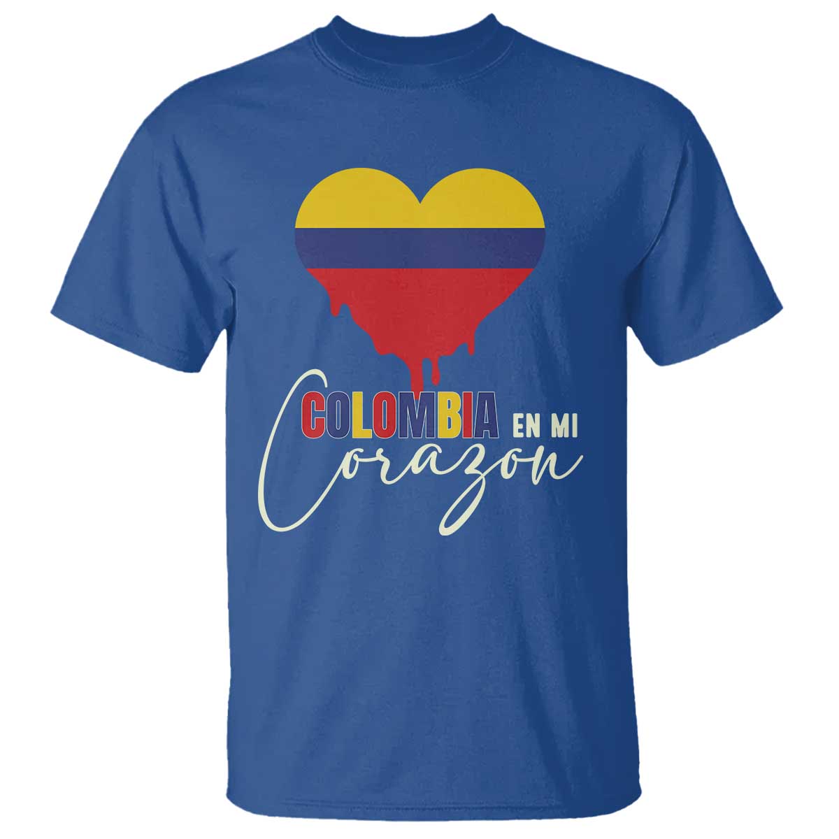 Colombia Pride T Shirt En Mi Coragon Colombian Flag Heart - Wonder Print Shop