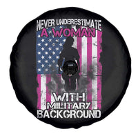 Female Veteran Spare Tire Cover Never Underestimate A Woman With Military Background American Flag