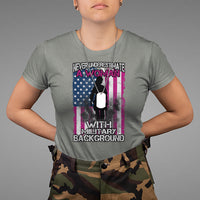 Female Veteran T Shirt Never Underestimate A Woman With Military Background American Flag - Wonder Print Shop