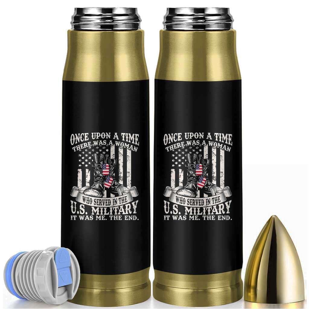 Female Veteran Bullet Tumbler There Was A Woman Who Served In The Military Combat Boots Dog Tags