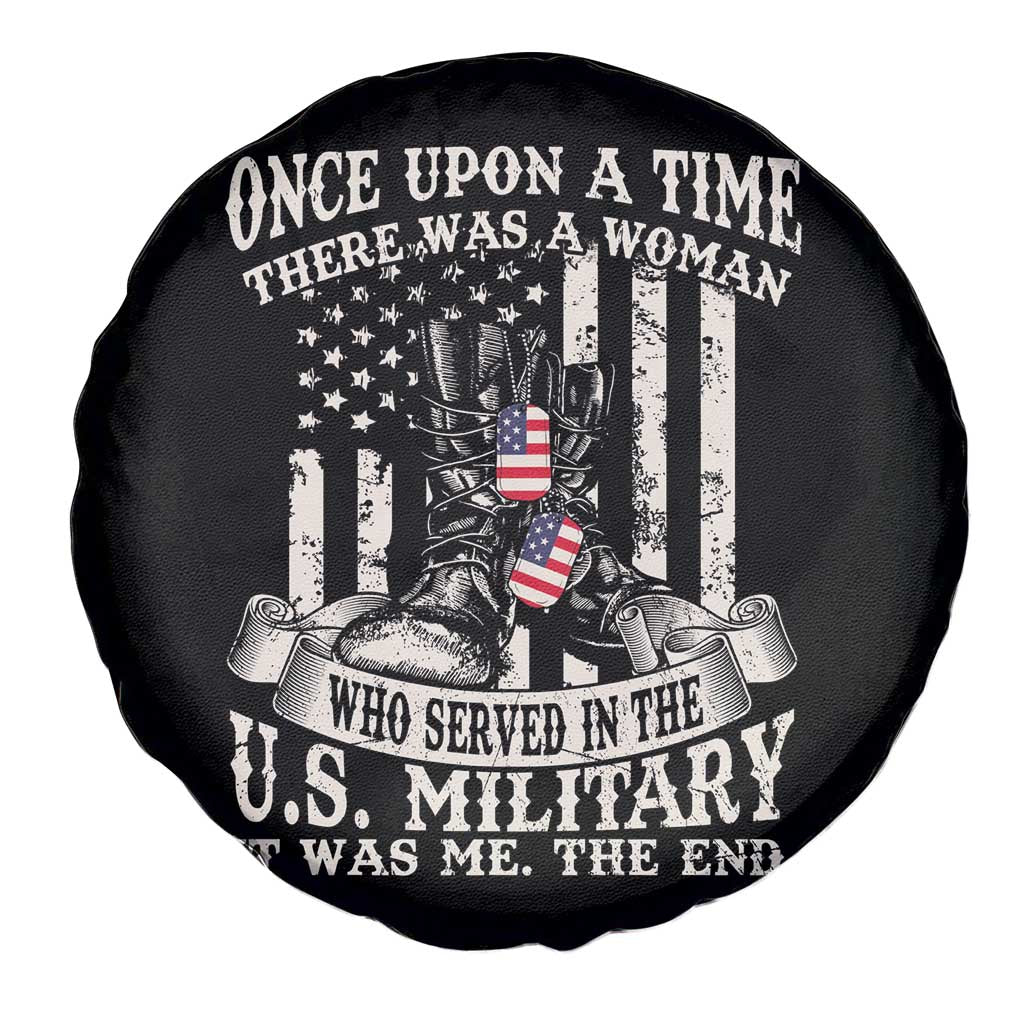 Female Veteran Spare Tire Cover There Was A Woman Who Served In The Military Combat Boots Dog Tags