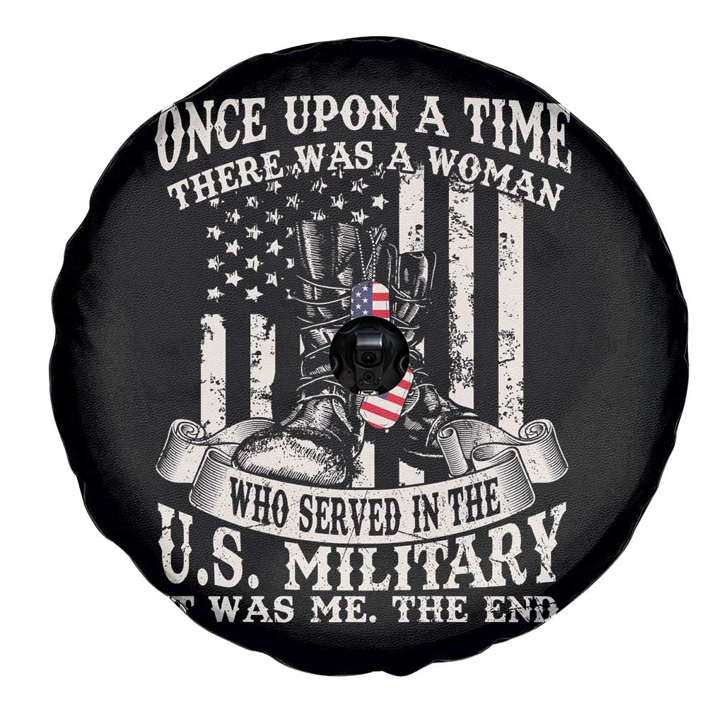 Female Veteran Spare Tire Cover There Was A Woman Who Served In The Military Combat Boots Dog Tags