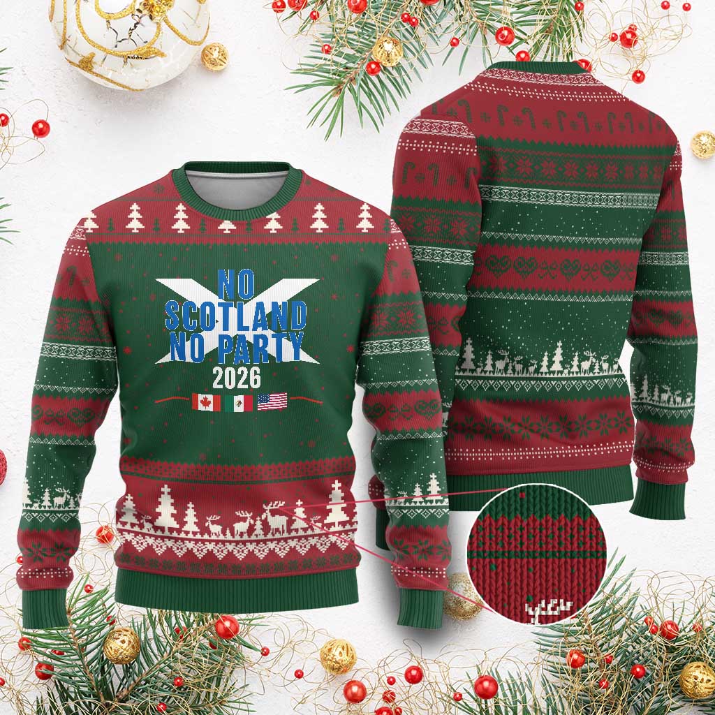 No Scotland No Party 2026 Saltire Flag Ugly Christmas Sweater Game Day Soccer Fans Football Tournament