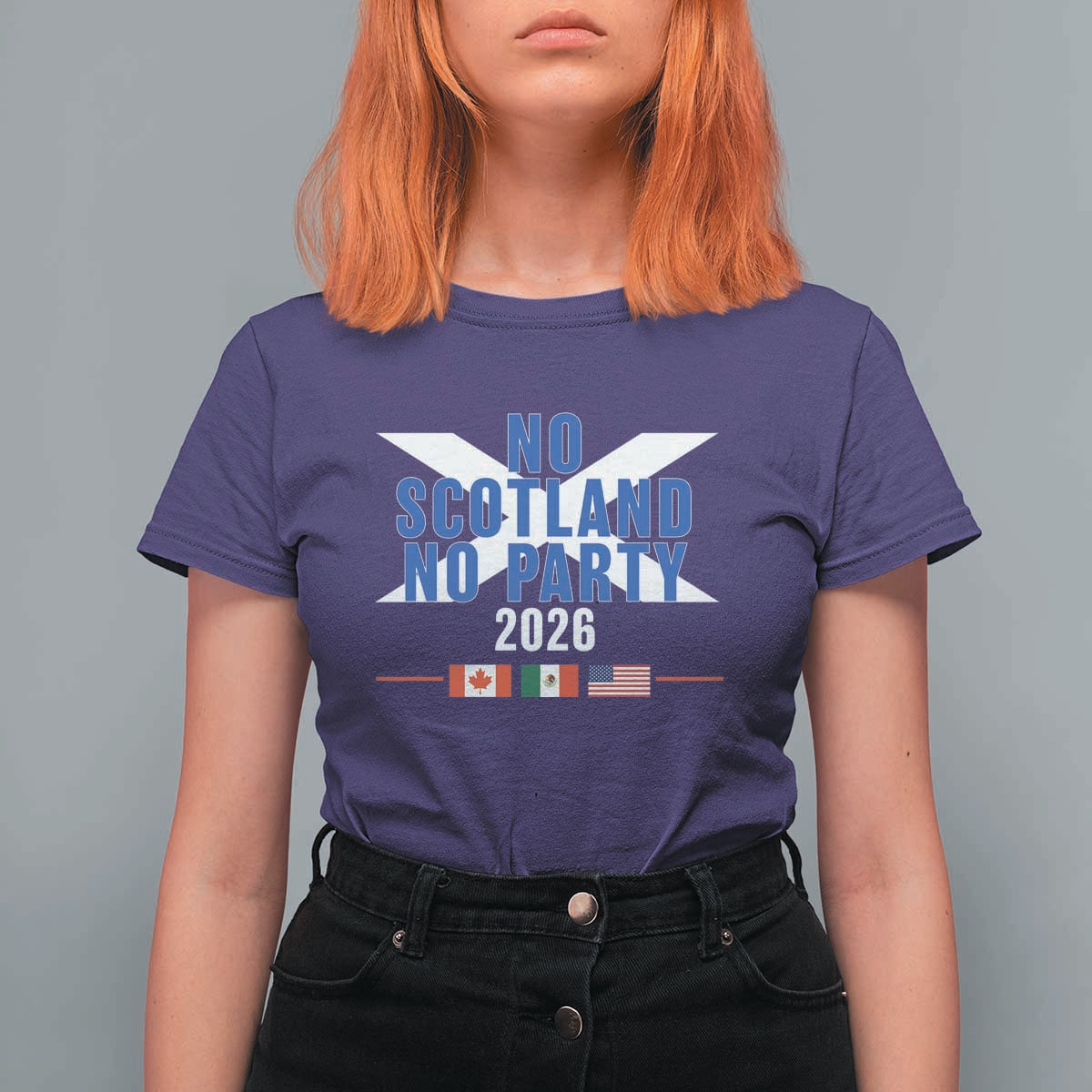 No Scotland No Party 2026 Saltire Flag T Shirt For Women Game Day Soccer Fans Football Tournament