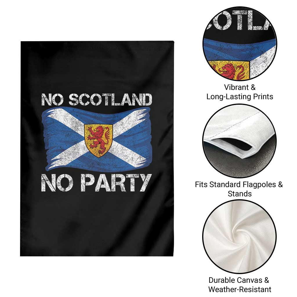No Scotland No Party Saltire Flag Lion Rampant Crest Garden Flag Game Day Soccer Fans Football Tournament