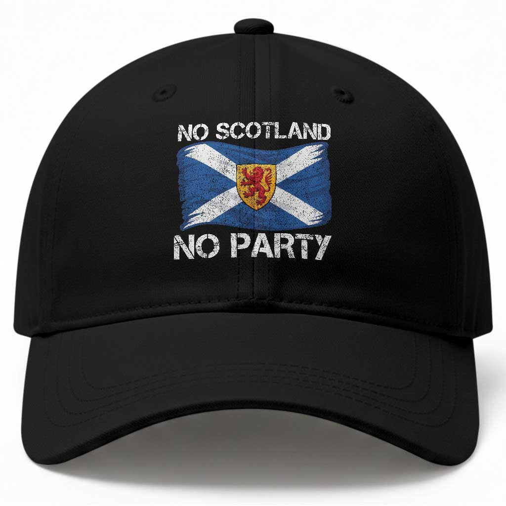 No Scotland No Party Saltire Flag Lion Rampant Crest Baseball Cap Game Day Soccer Fans Football Tournament