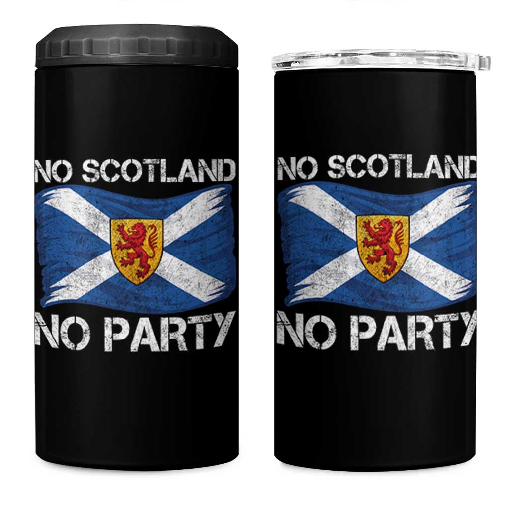 No Scotland No Party Saltire Flag Lion Rampant Crest 4 in 1 Can Cooler Tumbler Game Day Soccer Fans Football Tournament