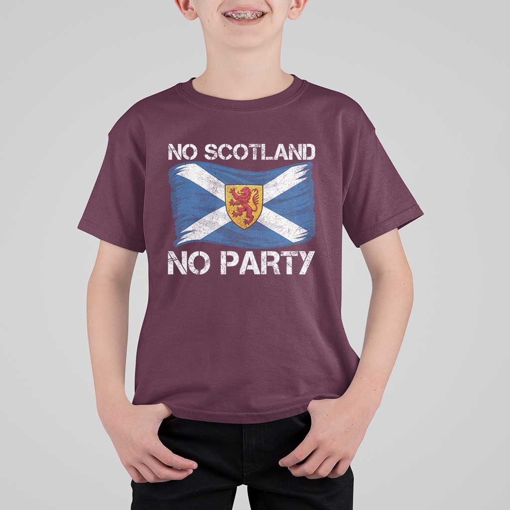 No Scotland No Party Saltire Flag Lion Rampant Crest T Shirt For Kid Game Day Soccer Fans Football Tournament