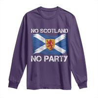 No Scotland No Party Saltire Flag Lion Rampant Crest Long Sleeve Shirt Game Day Soccer Fans Football Tournament