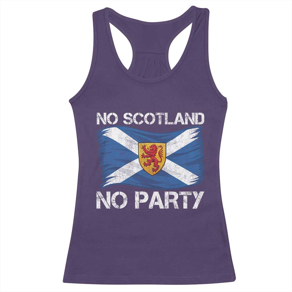 No Scotland No Party Saltire Flag Lion Rampant Crest Racerback Tank Top Game Day Soccer Fans Football Tournament