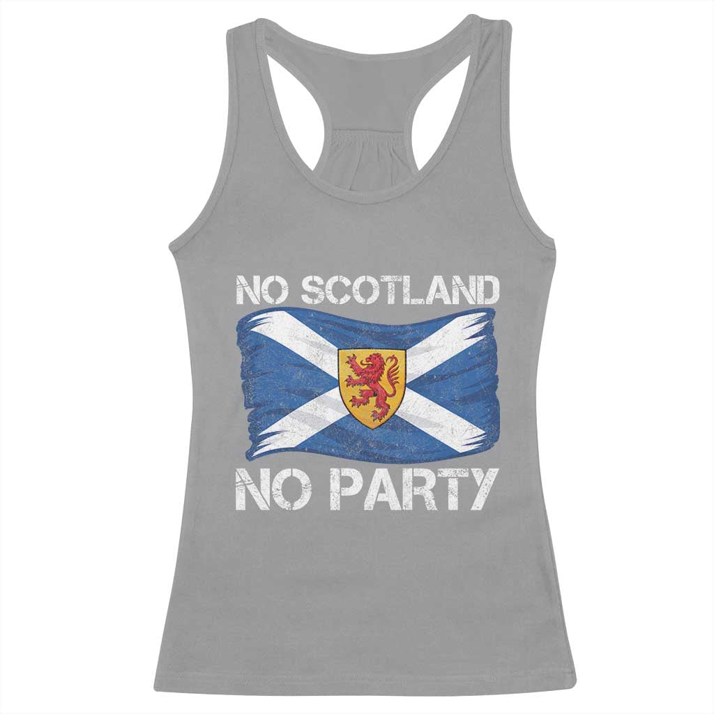 No Scotland No Party Saltire Flag Lion Rampant Crest Racerback Tank Top Game Day Soccer Fans Football Tournament