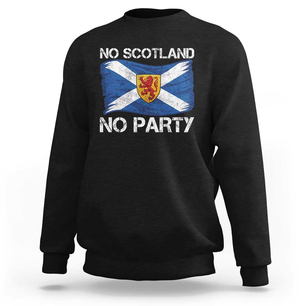 No Scotland No Party Saltire Flag Lion Rampant Crest Sweatshirt Game Day Soccer Fans Football Tournament