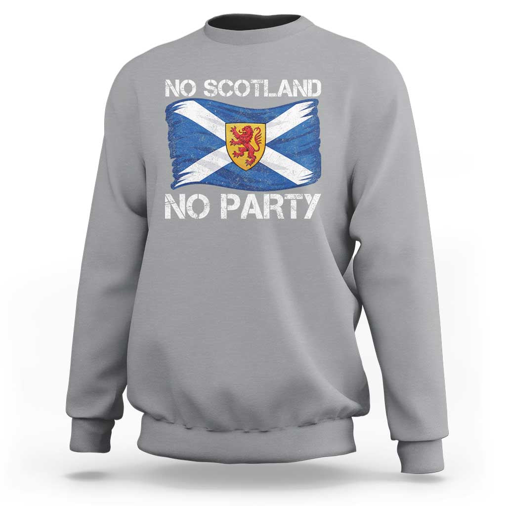 No Scotland No Party Saltire Flag Lion Rampant Crest Sweatshirt Game Day Soccer Fans Football Tournament
