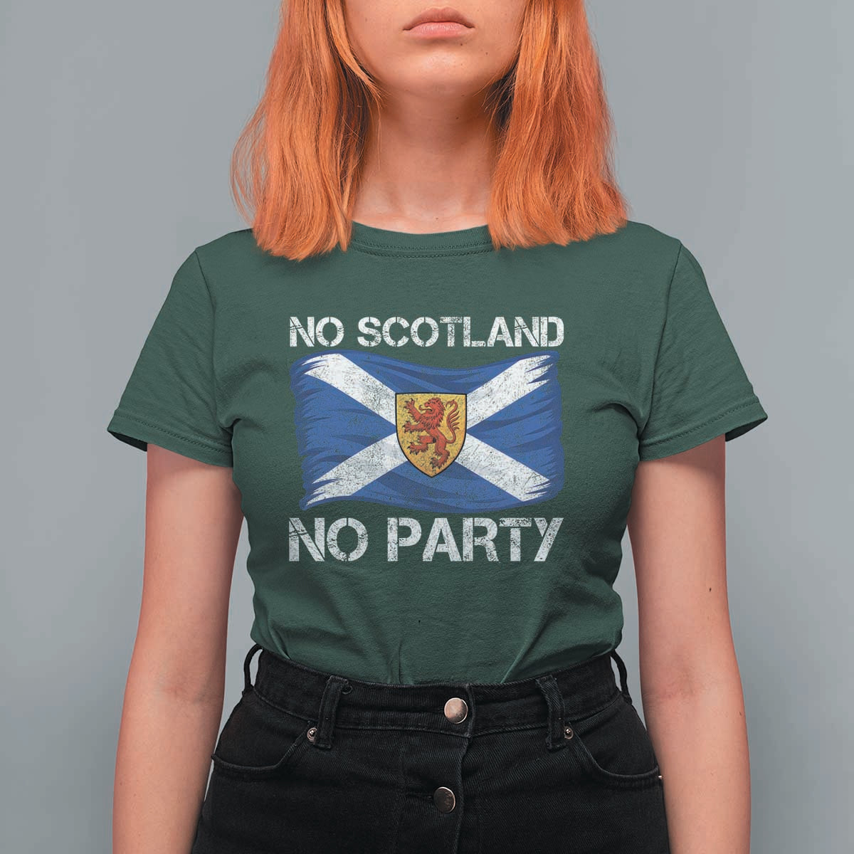 No Scotland No Party Saltire Flag Lion Rampant Crest T Shirt For Women Game Day Soccer Fans Football Tournament