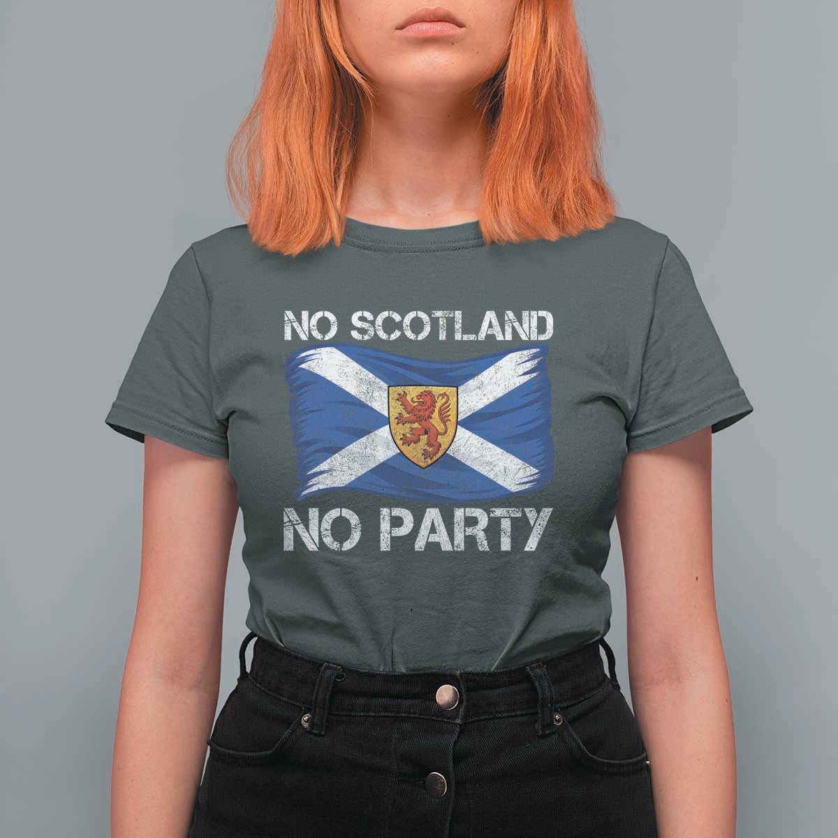 No Scotland No Party Saltire Flag Lion Rampant Crest T Shirt For Women Game Day Soccer Fans Football Tournament