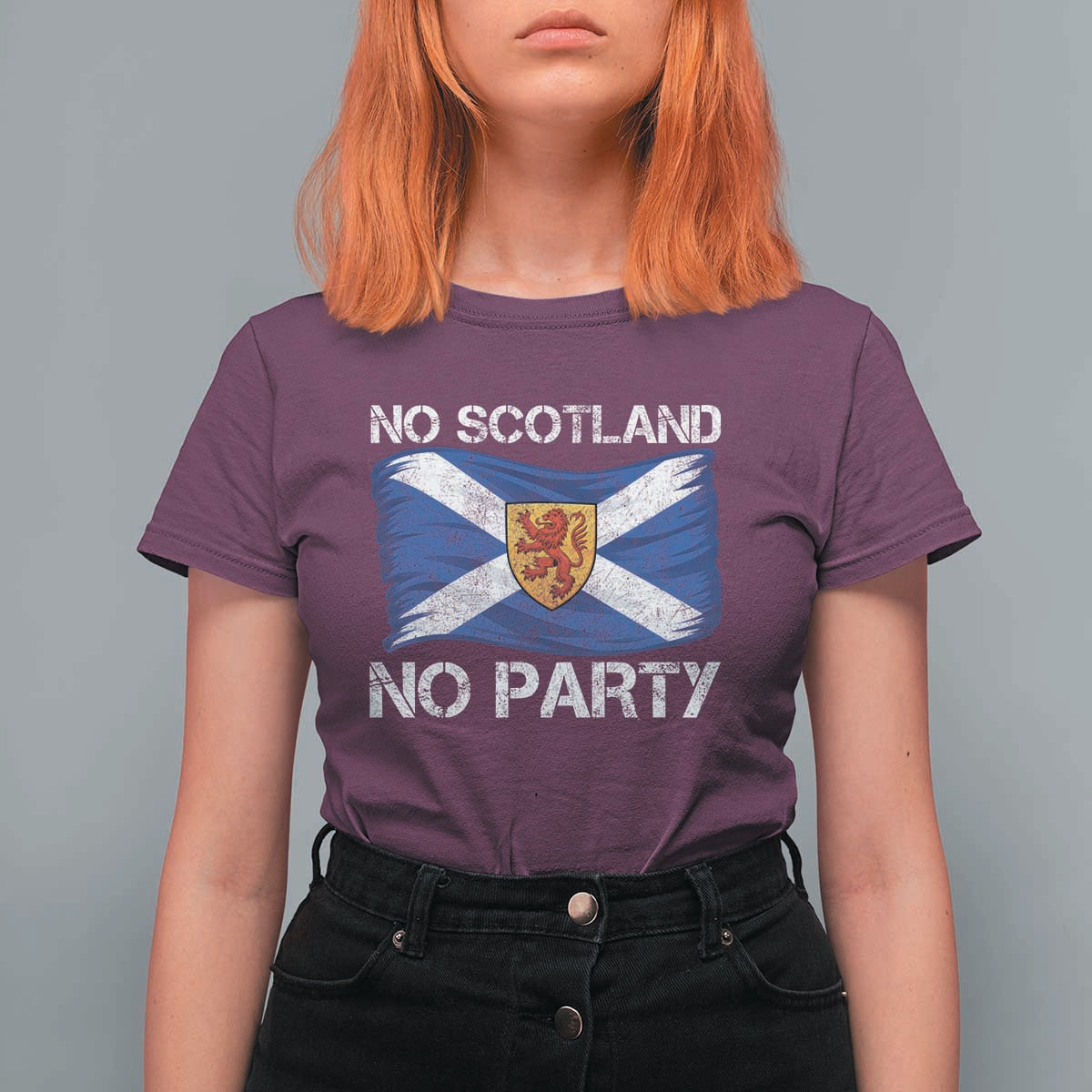 No Scotland No Party Saltire Flag Lion Rampant Crest T Shirt For Women Game Day Soccer Fans Football Tournament
