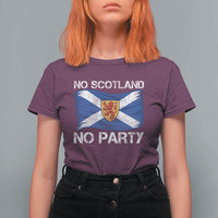 No Scotland No Party Saltire Flag Lion Rampant Crest T Shirt For Women Game Day Soccer Fans Football Tournament