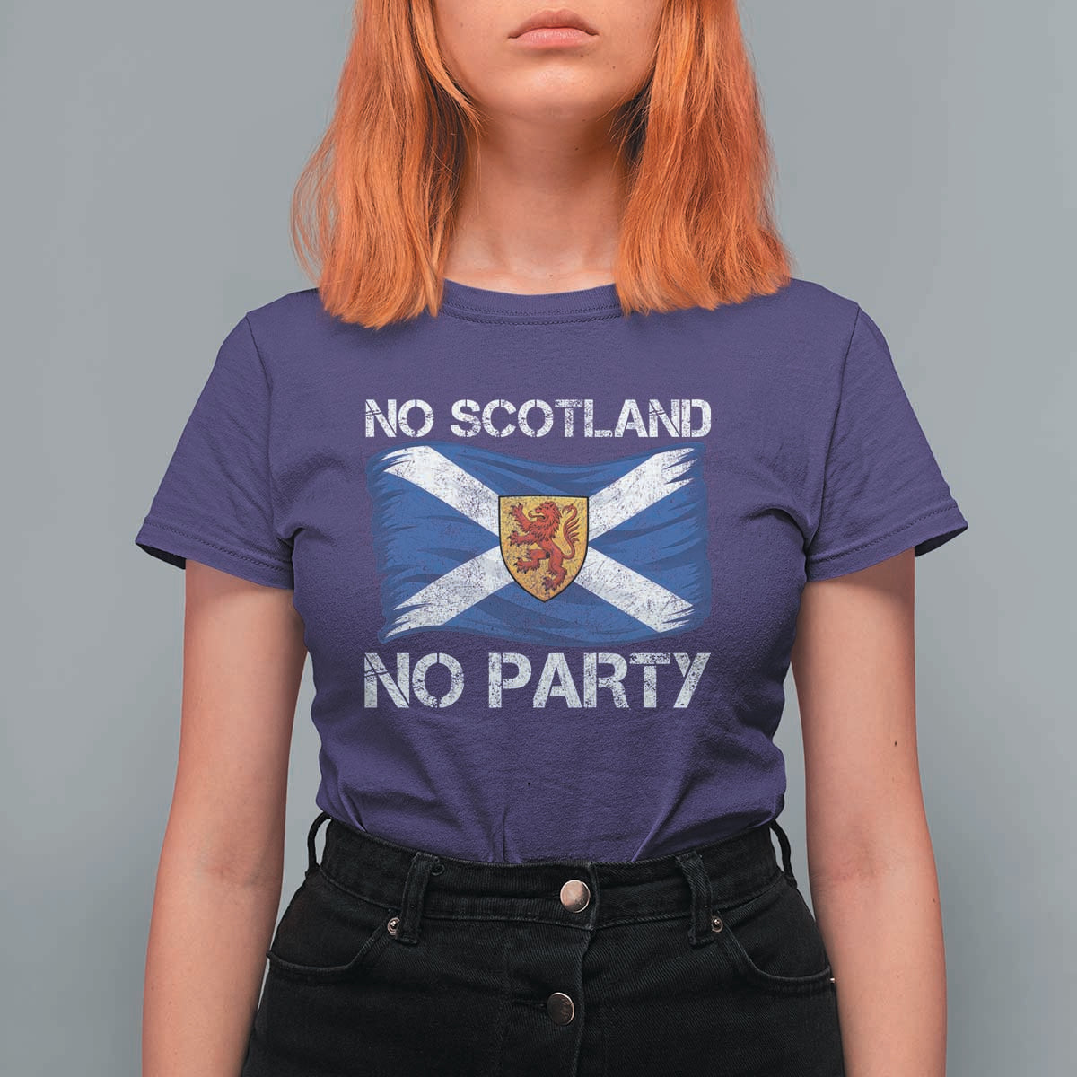 No Scotland No Party Saltire Flag Lion Rampant Crest T Shirt For Women Game Day Soccer Fans Football Tournament