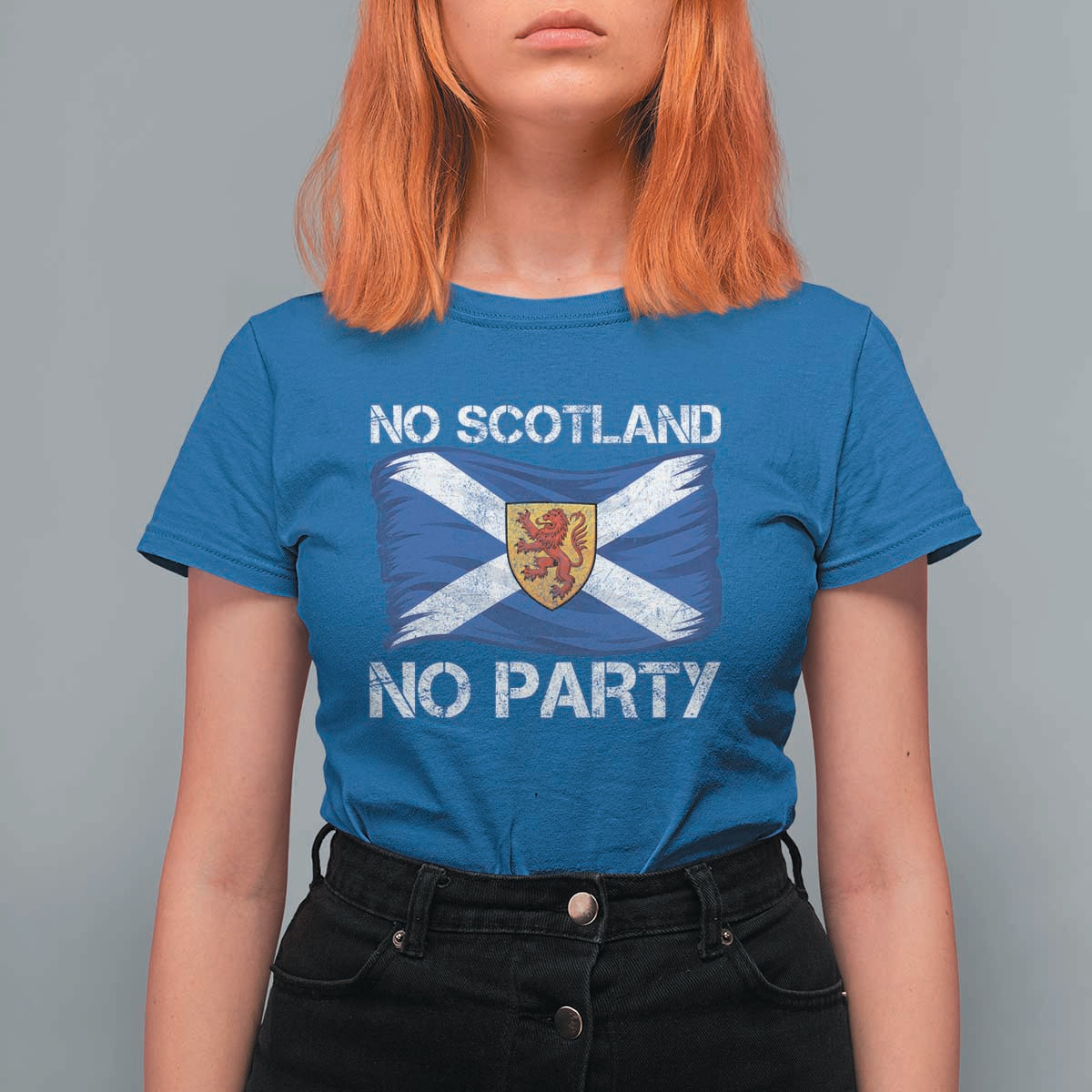 No Scotland No Party Saltire Flag Lion Rampant Crest T Shirt For Women Game Day Soccer Fans Football Tournament