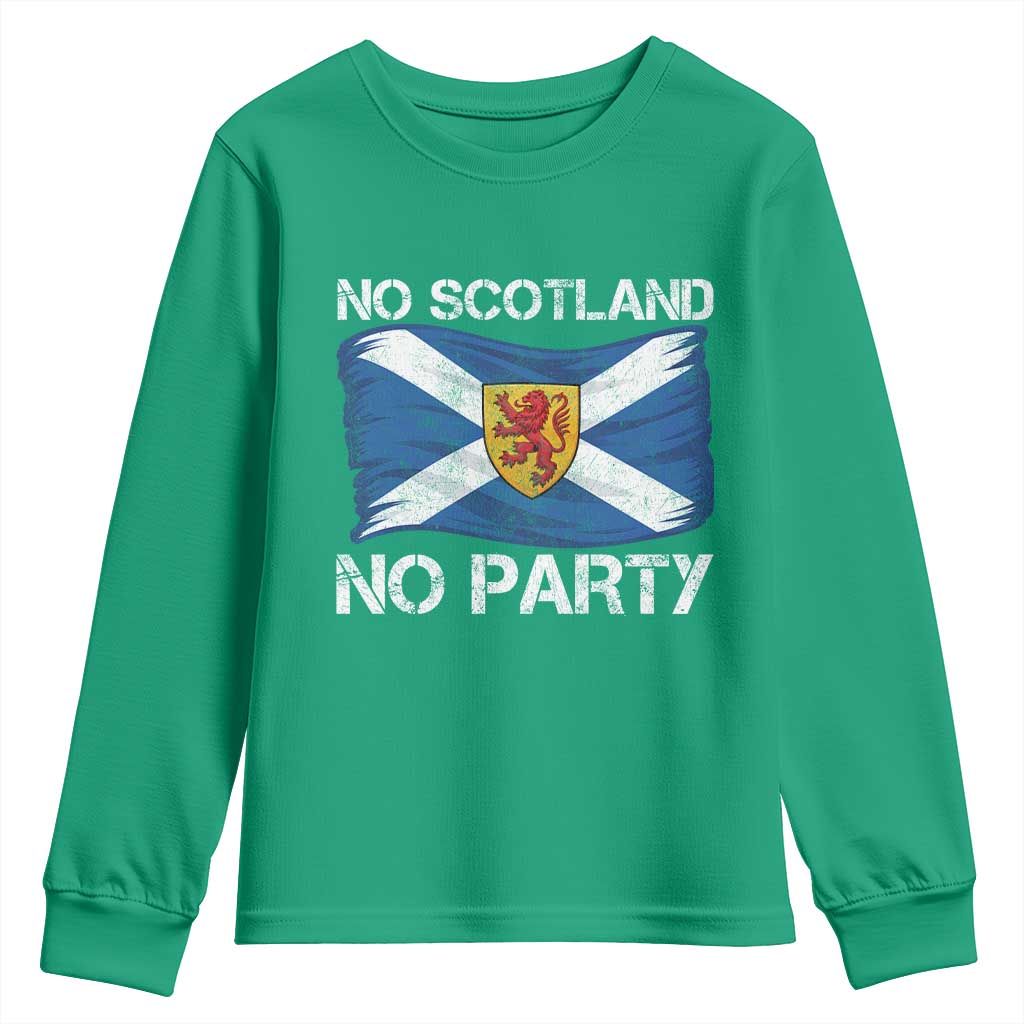 No Scotland No Party Saltire Flag Lion Rampant Crest Youth Sweatshirt Game Day Soccer Fans Football Tournament